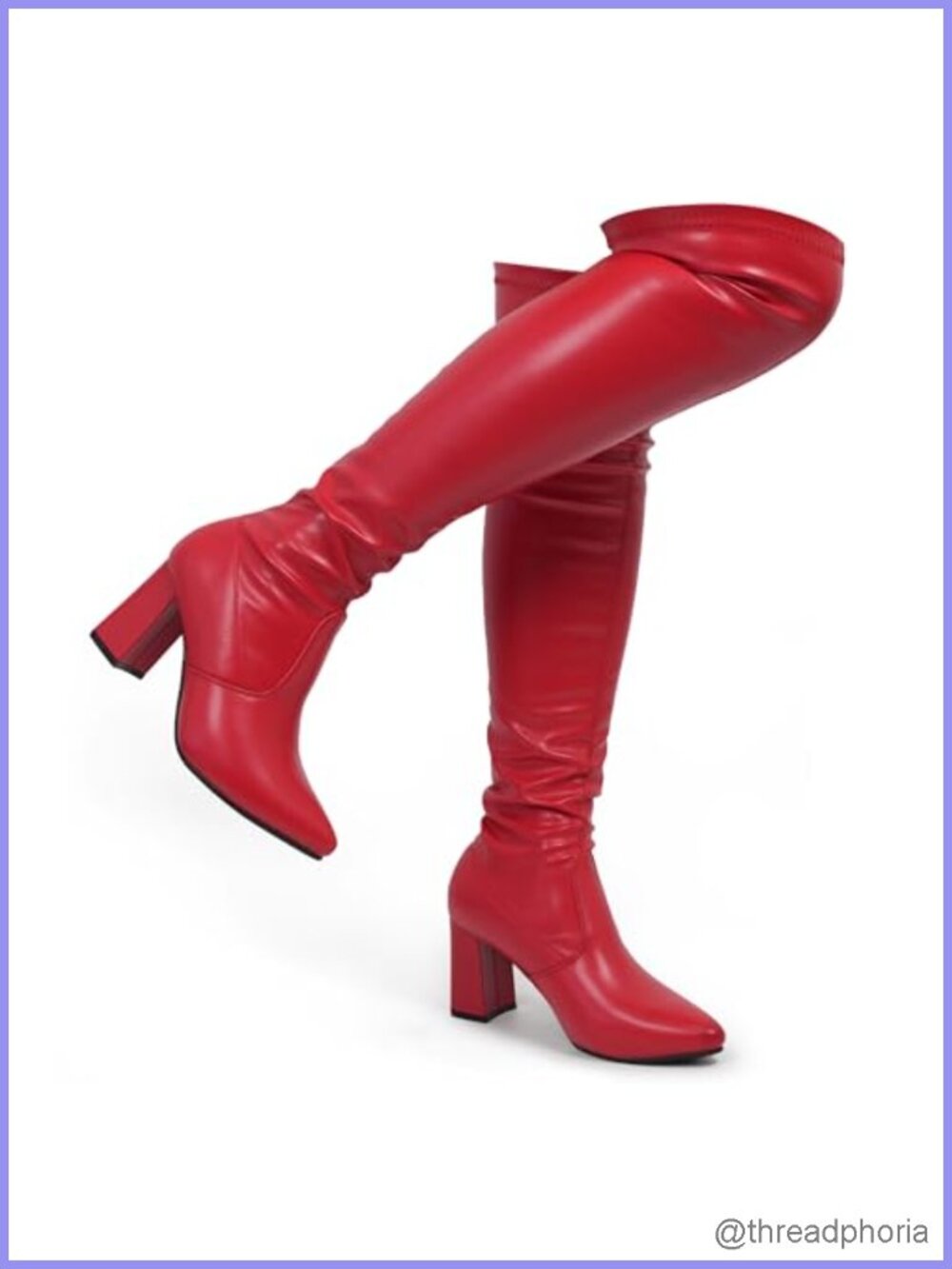 Thigh High Boots Pointy Toe High Heel PU Vegan Over Knee Fall